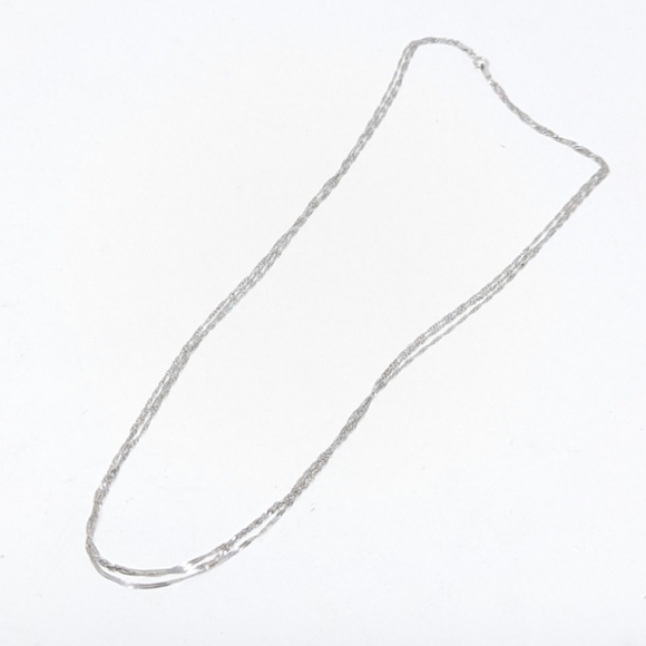 New 14kt Solid White Gold 3 Strand Triple Choker Singapore Necklace - Picture 8 of 12